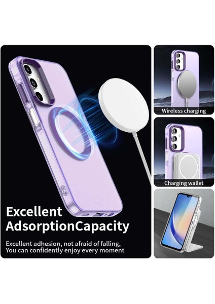 Samsung Galaxy A35,IÇIN Laimtop Kılıf, Manyetik Yarı Saydam Mat Arka Kapak, Darbeye Dayanıklı Kılıf-Mor (Yurt Dışından) modelleri