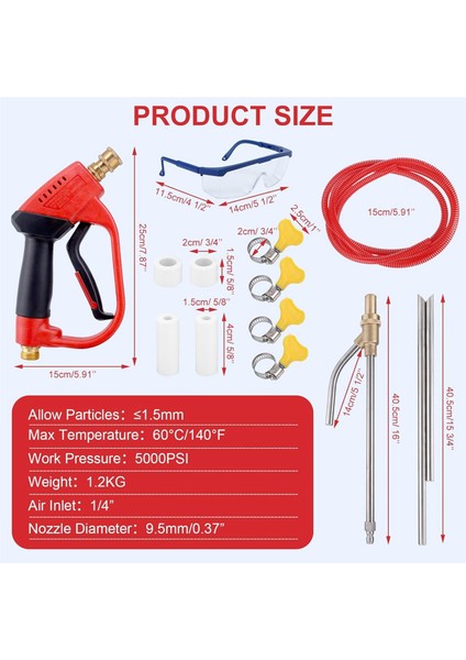 Tabanca Basınçlı Yıkayıcı Kum Kiti, 4 Pc ile Basınçlı Yıkayıcı Için 5000 Psi Kum Yedek Nozumu (Yurt Dışından) fiyatları
