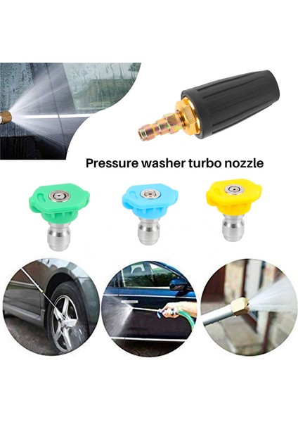 Basınçlı Yıkama Için Turbo Nozul, Dönen Nozul ve 7 Uç, 1/4 Inç Hızlı Bağlantı, 4000 Psi (Yurt Dışından) indirimleri