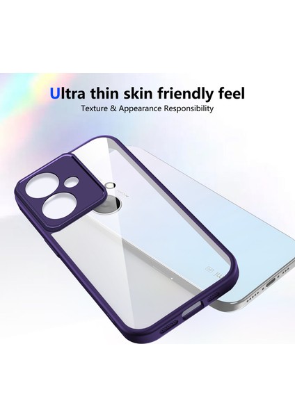 Xiaomi Redmi 13C 5g/poco M6 5g/redmi 13R,IÇIN Laimtop Kılıf, Kamera Lens Korumalı Hibrit 2'si 1 Arada Şeffaf Kılıf-Mor (Yurt Dışından) modelleri