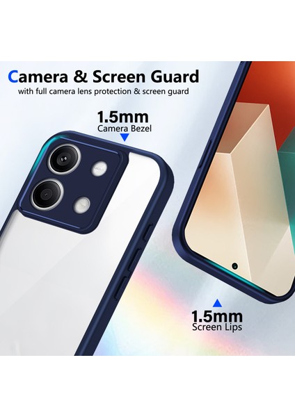 Xiaomi Redmi Note 13 5g,için Laimtop Kılıf, Kamera Lens Korumalı Hibrit 2'si 1 Arada Şeffaf Kılıf-Blue (Yurt Dışından) modelleri