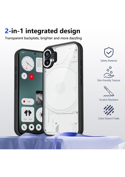 Nothing Phone 1,için Laimtop Kılıf, Kamera Lens Korumalı Hibrit 2'si 1 Arada Şeffaf Kılıf-Siyah (Yurt Dışından) indirimleri