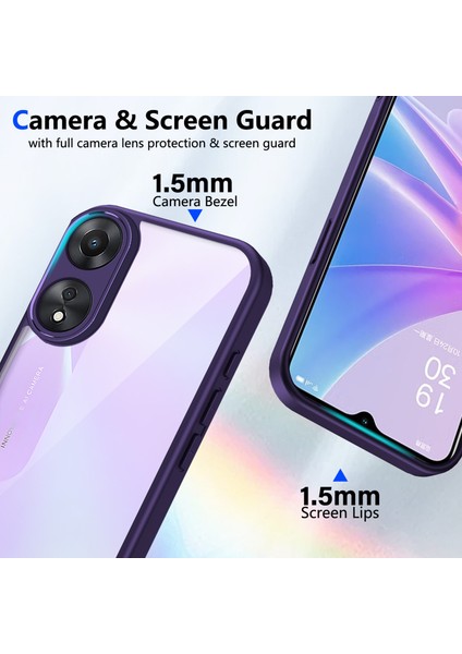 Oppo A58 4g,için Laimtop Kılıf, Kamera Lens Korumalı Hibrit 2'si 1 Arada Şeffaf Kılıf-Mor (Yurt Dışından) modelleri