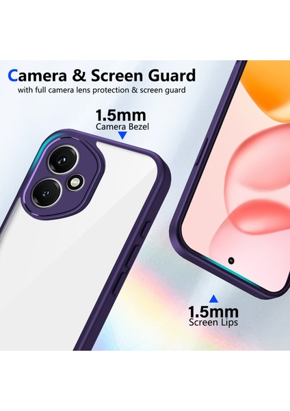 Honor 400,IÇIN Laimtop Kılıf, Kamera Lens Korumalı Hibrit 2'si 1 Arada Şeffaf Kılıf-Mor (Yurt Dışından) modelleri
