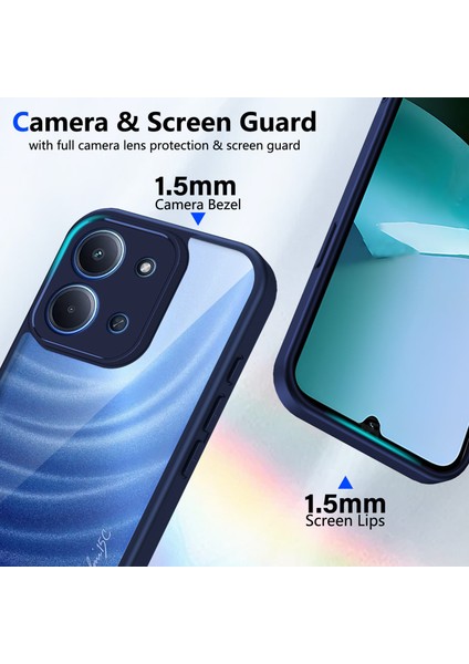 Xiaomi Redmi 15C 4g,için Laimtop Kılıf, Kamera Lens Korumalı Hibrit 2'si 1 Arada Şeffaf Kılıf-Blue (Yurt Dışından) modelleri