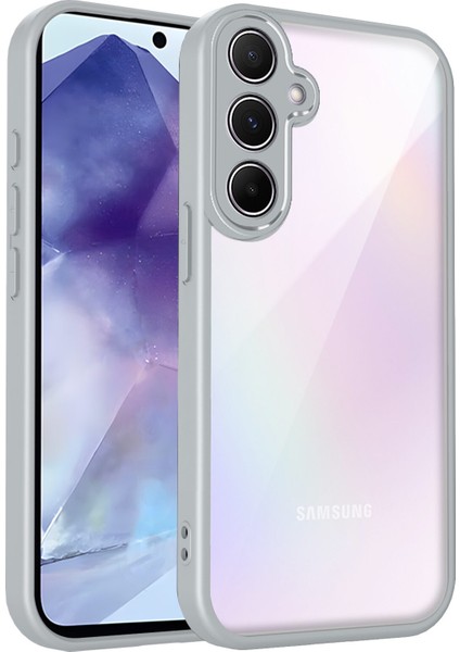Samsung Galaxy A55,IÇIN Laimtop Kılıf, Kamera Lens Korumalı Hibrit 2'si 1 Arada Şeffaf Kılıf-Gri (Yurt Dışından)