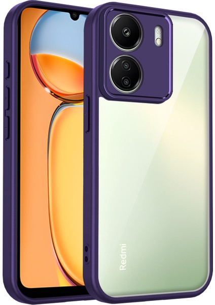 Xiaomi Redmi 13C 4g/poco C65,IÇIN Laimtop Kılıf, Kamera Lens Korumalı Hibrit 2'si 1 Arada Şeffaf Kılıf-Mor (Yurt Dışından)