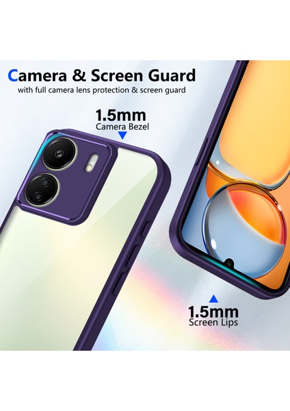 Xiaomi Redmi 13C 4g/poco C65,IÇIN Laimtop Kılıf, Kamera Lens Korumalı Hibrit 2'si 1 Arada Şeffaf Kılıf-Mor (Yurt Dışından) modelleri