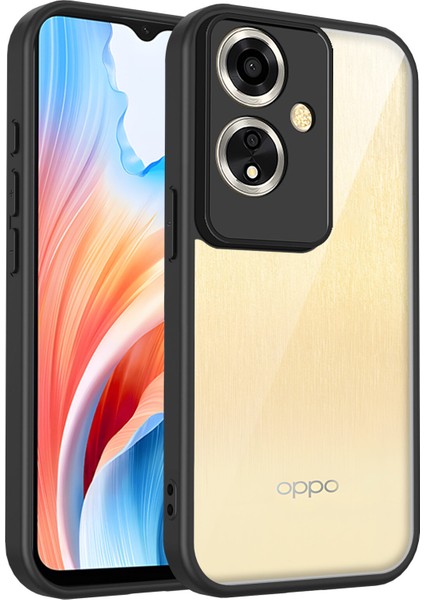 Oppo A2/A79,IÇIN Laimtop Kılıf, Kamera Lens Korumalı Hibrit 2'si 1 Arada Şeffaf Kılıf-Siyah (Yurt Dışından)