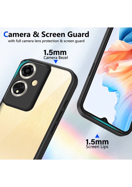 Oppo A2/A79,IÇIN Laimtop Kılıf, Kamera Lens Korumalı Hibrit 2'si 1 Arada Şeffaf Kılıf-Siyah (Yurt Dışından) modelleri