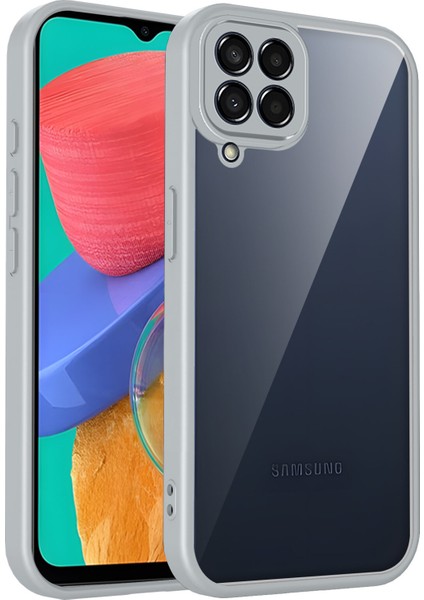 Samsung Galaxy A12/M12,IÇIN Laimtop Kılıf, Kamera Lens Korumalı Hibrit 2'si 1 Arada Şeffaf Kılıf-Gri (Yurt Dışından)