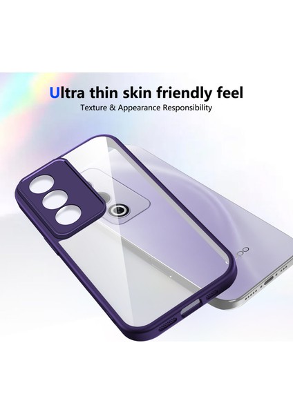 Oppo K12X,IÇIN Laimtop Kılıf, Kamera Lens Korumalı Hibrit 2'si 1 Arada Şeffaf Kılıf-Mor (Yurt Dışından) modelleri