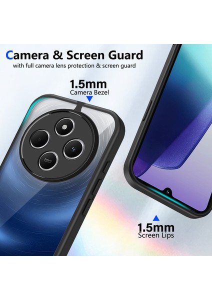 Xiaomi Poco C75 4g/poco C75 5g/poco M7,için Laimtop Kılıf, Kamera Lens Korumalı Hibrit 2'si 1 Arada Şeffaf Kılıf-Siyah (Yurt Dışından) modelleri