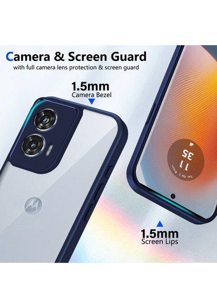 Motorola Moto G85/S50 Neo,için Laimtop Kılıf, Kamera Lens Korumalı Hibrit 2'si 1 Arada Şeffaf Kılıf-Blue (Yurt Dışından) modelleri
