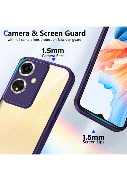 Oppo A2/A79,IÇIN Laimtop Kılıf, Kamera Lens Korumalı Hibrit 2'si 1 Arada Şeffaf Kılıf-Mor (Yurt Dışından) modelleri
