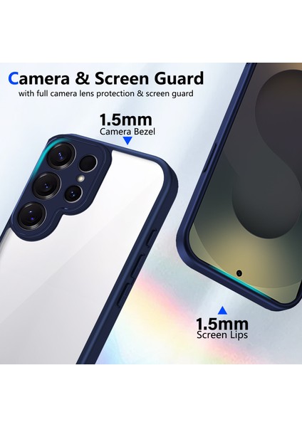 Samsung Galaxy S25 Ultra,için Laimtop Kılıf, Kamera Lens Korumalı Hibrit 2'si 1 Arada Şeffaf Kılıf-Blue (Yurt Dışından) modelleri