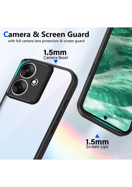 Xiaomi Redmi 13C 5g/poco M6 5g/redmi 13R,IÇIN Laimtop Kılıf, Kamera Lens Korumalı Hibrit 2'si 1 Arada Şeffaf Kılıf-Siyah (Yurt Dışından) modelleri