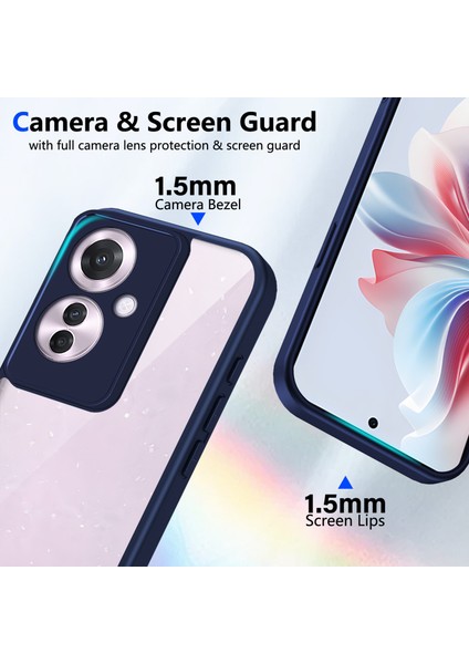 Oppo RENO11 F/F25 Pro,için Laimtop Kılıf, Kamera Lens Korumalı Hibrit 2'si 1 Arada Şeffaf Kılıf-Blue (Yurt Dışından) modelleri