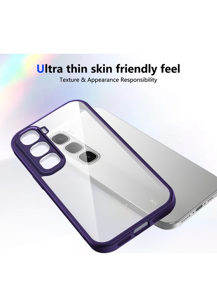 Infinix Hot 60 Pro,için Laimtop Kılıf, Kamera Lens Korumalı Hibrit 2'si 1 Arada Şeffaf Kılıf-Mor (Yurt Dışından) modelleri