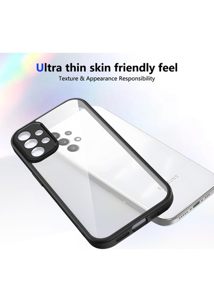 Samsung Galaxy A32 5G/M32 5g,için Laimtop Kılıf, Kamera Lens Korumalı Hibrit 2'si 1 Arada Şeffaf Kılıf-Siyah (Yurt Dışından) modelleri