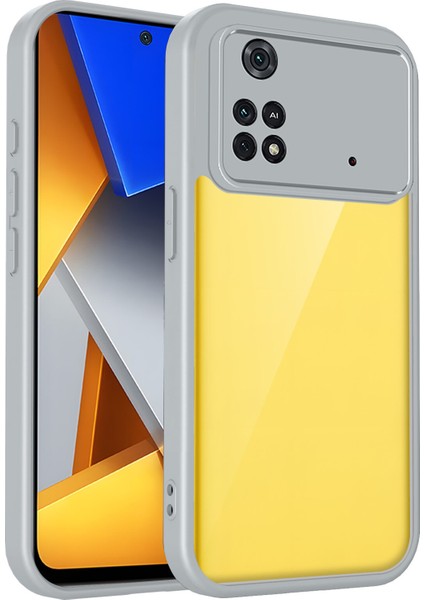 Xiaomi Poco M4 Pro 4g,için Laimtop Kılıf, Kamera Lens Korumalı Hibrit 2'si 1 Arada Şeffaf Kılıf-Gri (Yurt Dışından)