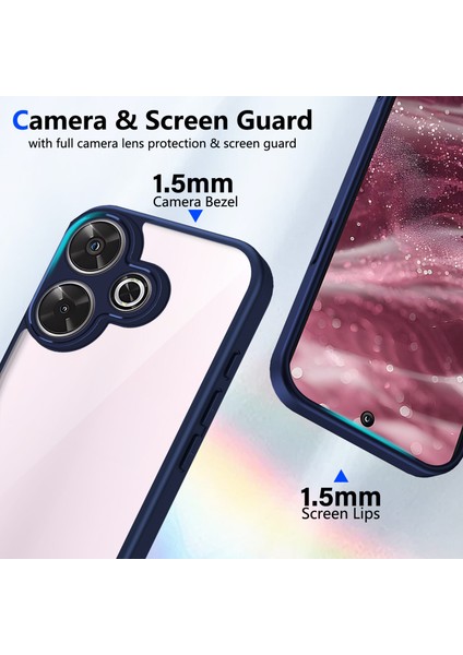 Xiaomi Redmi 13 4g/redmi 13 5g/poco M6 4g/poco M6 Plus,için Laimtop Kılıf, Kamera Lens Korumalı Hibrit 2'si 1 Arada Şeffaf Kılıf-Blue (Yurt Dışından) modelleri