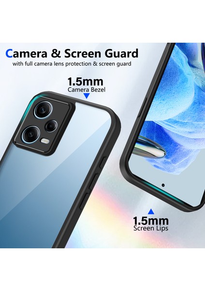 Xiaomi Redmi Note 12 Pro Plus,için Laimtop Kılıf, Kamera Lens Korumalı Hibrit 2'si 1 Arada Şeffaf Kılıf-Siyah (Yurt Dışından) modelleri