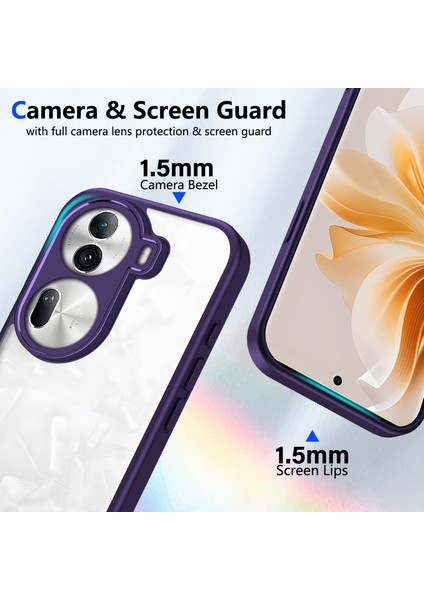 Oppo RENO11 Pro,için Laimtop Kılıf, Kamera Lens Korumalı Hibrit 2'si 1 Arada Şeffaf Kılıf-Mor (Yurt Dışından) modelleri