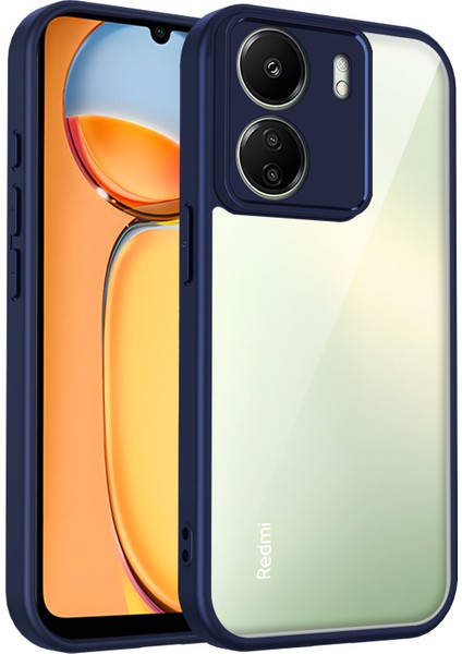 Xiaomi Redmi 13C 4g/poco C65,IÇIN Laimtop Kılıf, Kamera Lens Korumalı Hibrit 2'si 1 Arada Şeffaf Kılıf-Blue (Yurt Dışından)