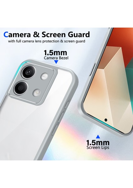 Xiaomi Redmi Note 13 4g,için Laimtop Kılıf, Kamera Lens Korumalı Hibrit 2'si 1 Arada Şeffaf Kılıf-Gri (Yurt Dışından) modelleri