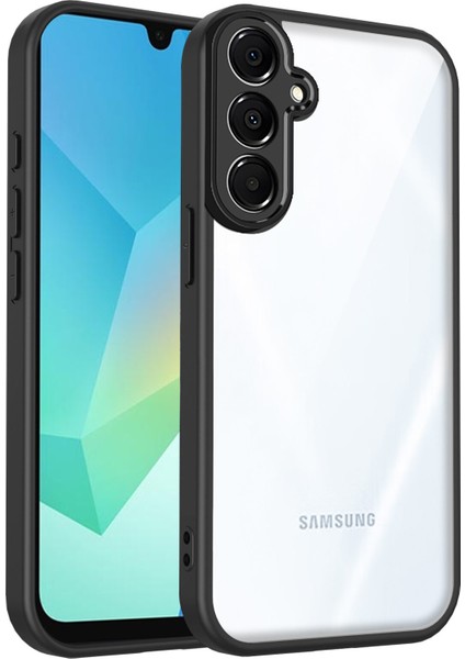 Samsung Galaxy M35,IÇIN Laimtop Kılıf, Kamera Lens Korumalı Hibrit 2'si 1 Arada Şeffaf Kılıf-Siyah (Yurt Dışından)