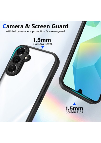 Samsung Galaxy M35,IÇIN Laimtop Kılıf, Kamera Lens Korumalı Hibrit 2'si 1 Arada Şeffaf Kılıf-Siyah (Yurt Dışından) modelleri