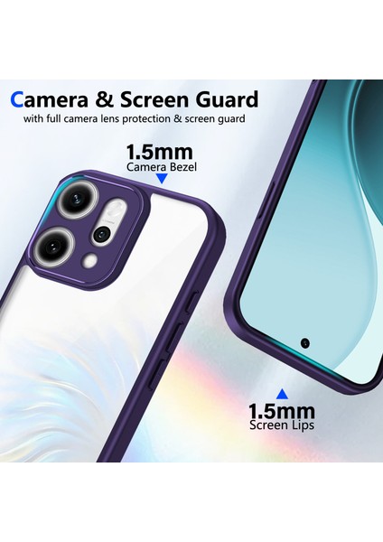 Oppo RENO14,IÇIN Laimtop Kılıf, Kamera Lens Korumalı Hibrit 2'si 1 Arada Şeffaf Kılıf-Mor (Yurt Dışından) modelleri