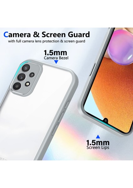 Samsung Galaxy A32 4g,için Laimtop Kılıf, Kamera Lens Korumalı Hibrit 2'si 1 Arada Şeffaf Kılıf-Gri (Yurt Dışından) modelleri