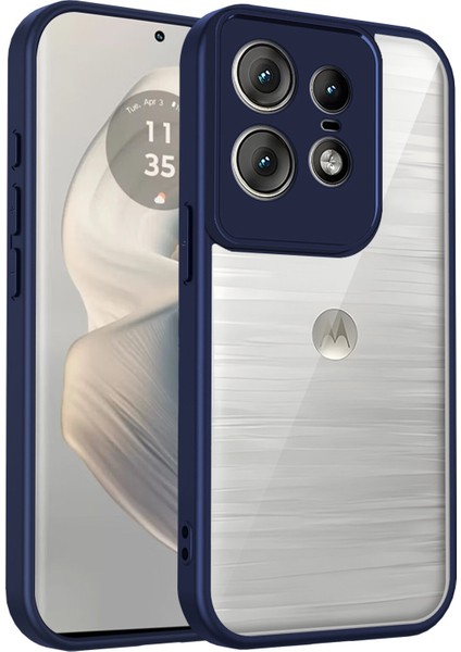 Motorola Edge 50 Pro,için Laimtop Kılıf, Kamera Lens Korumalı Hibrit 2'si 1 Arada Şeffaf Kılıf-Blue (Yurt Dışından)