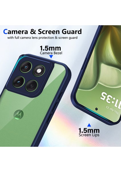 Motorola Edge 60 Pro,için Laimtop Kılıf, Kamera Lens Korumalı Hibrit 2'si 1 Arada Şeffaf Kılıf-Blue (Yurt Dışından) modelleri