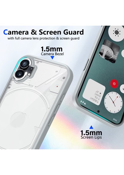 Nothing Phone 1,için Laimtop Kılıf, Kamera Lens Korumalı Hibrit 2'si 1 Arada Şeffaf Kılıf-Gri (Yurt Dışından) modelleri