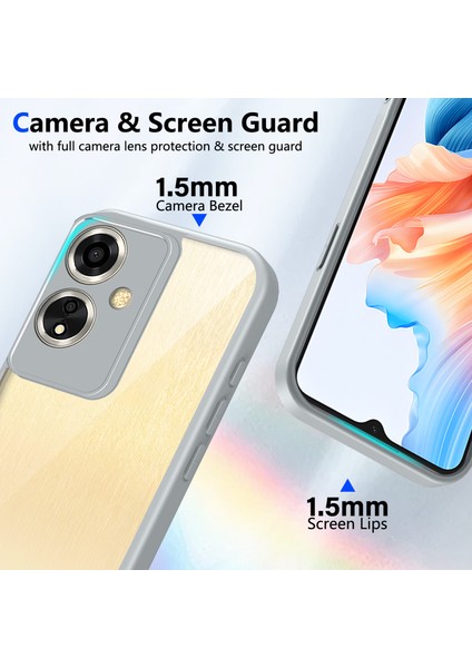 Oppo A2/A79,IÇIN Laimtop Kılıf, Kamera Lens Korumalı Hibrit 2'si 1 Arada Şeffaf Kılıf-Gri (Yurt Dışından) modelleri