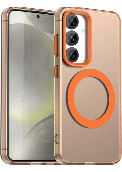 Samsung Galaxy S25 Plus 5g,için Laimtop Kılıf, Manyetik Yarı Saydam Mat Arka Kapak, Darbeye Dayanıklı Kılıf-Turuncu (Yurt Dışından)