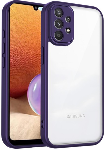 Samsung Galaxy A32 4g,için Laimtop Kılıf, Kamera Lens Korumalı Hibrit 2'si 1 Arada Şeffaf Kılıf-Mor (Yurt Dışından)