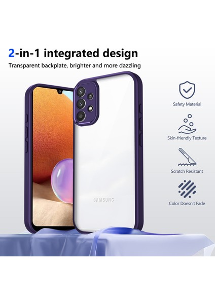Samsung Galaxy A32 4g,için Laimtop Kılıf, Kamera Lens Korumalı Hibrit 2'si 1 Arada Şeffaf Kılıf-Mor (Yurt Dışından) indirimleri