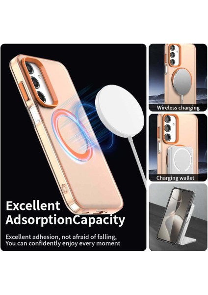 Samsung Galaxy M35,IÇIN Laimtop Kılıf, Manyetik Yarı Saydam Mat Arka Kapak, Darbeye Dayanıklı Kılıf-Turuncu (Yurt Dışından) modelleri