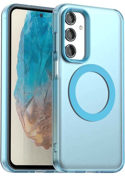 Samsung Galaxy M35,IÇIN Laimtop Kılıf, Manyetik Yarı Saydam Mat Arka Kapak, Darbeye Dayanıklı Kılıf-Mavi (Yurt Dışından)