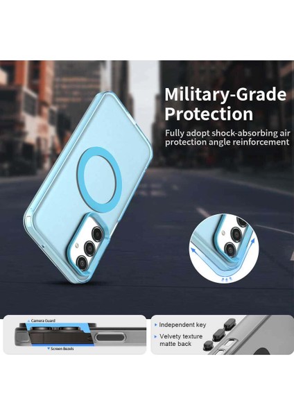 Samsung Galaxy M35,IÇIN Laimtop Kılıf, Manyetik Yarı Saydam Mat Arka Kapak, Darbeye Dayanıklı Kılıf-Mavi (Yurt Dışından) fırsatları