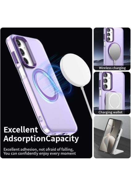 Samsung Galaxy M35,IÇIN Laimtop Kılıf, Manyetik Yarı Saydam Mat Arka Kapak, Darbeye Dayanıklı Kılıf-Mor (Yurt Dışından) modelleri