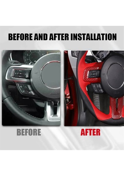 Ford Mustang 2016-2023 Iç Dekorasyon Stili Için Karbon Fiber Kırmızı Direksiyon Simidi Kapağı Döşeme (Yurt Dışından) indirimleri