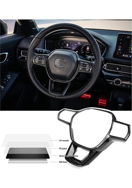 Honda Civic Için Direksiyon Simidi Kapağı Trim Iç Dekorasyon 11TH 2022 2023 Crv 2023 Aksesuarlar - Abs Karbon Fiber (Yurt Dışından) modelleri