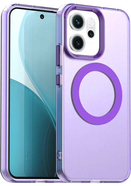 Oppo RENO14,IÇIN Laimtop Kılıf, Manyetik Yarı Saydam Mat Arka Kapak, Darbeye Dayanıklı Kılıf-Mor (Yurt Dışından)