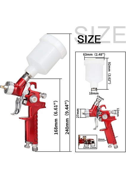 Profesyonel 125ML Mini Pnömatik Püskürtme Tabancası H-2000A Boya Püskürtme Tabancası Airbrush Otomotiv Boya Tabancaları 0.8mm Nozul (Yurt Dışından) modelleri