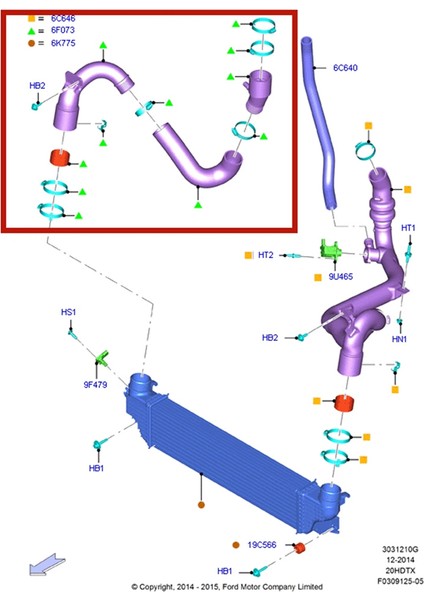 F2GZ 6F073-F Turboşarjlı Soğutma Tüpü Intercooler Soğutma Hortum Borusu Ford Kenar 2.0 F2GZ 6F073-C F2GZ 6F073-B (Yurt Dışından) fiyatları